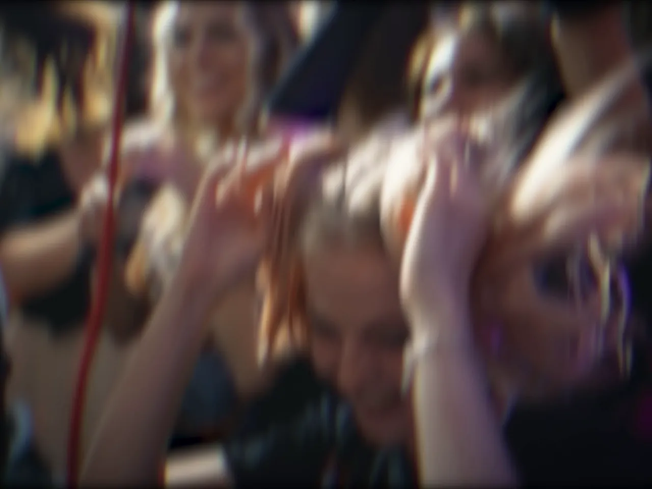 Close, moving crowd shot