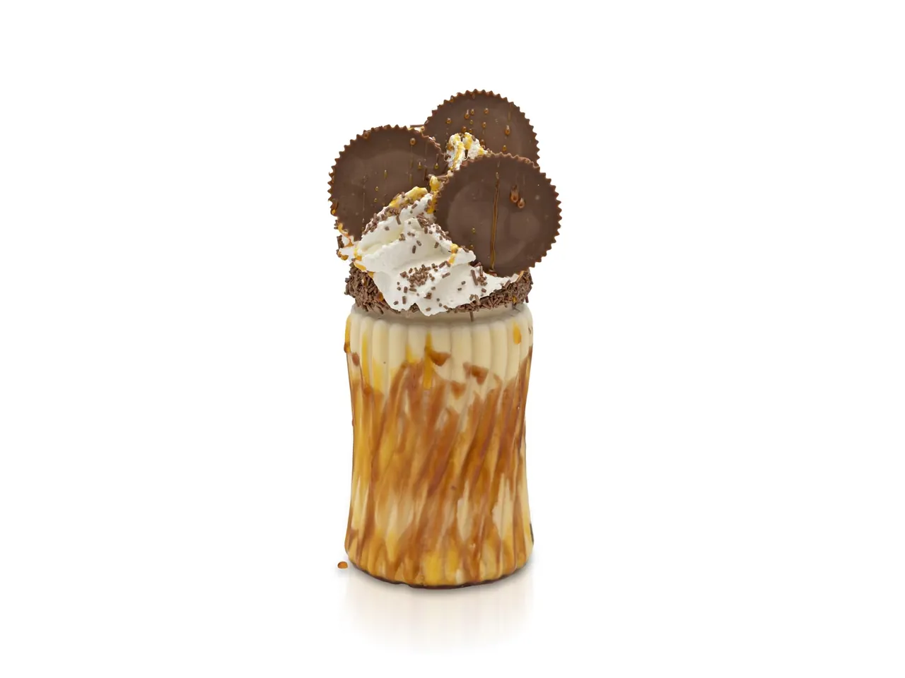 Biscuit-topped shake photographed on white