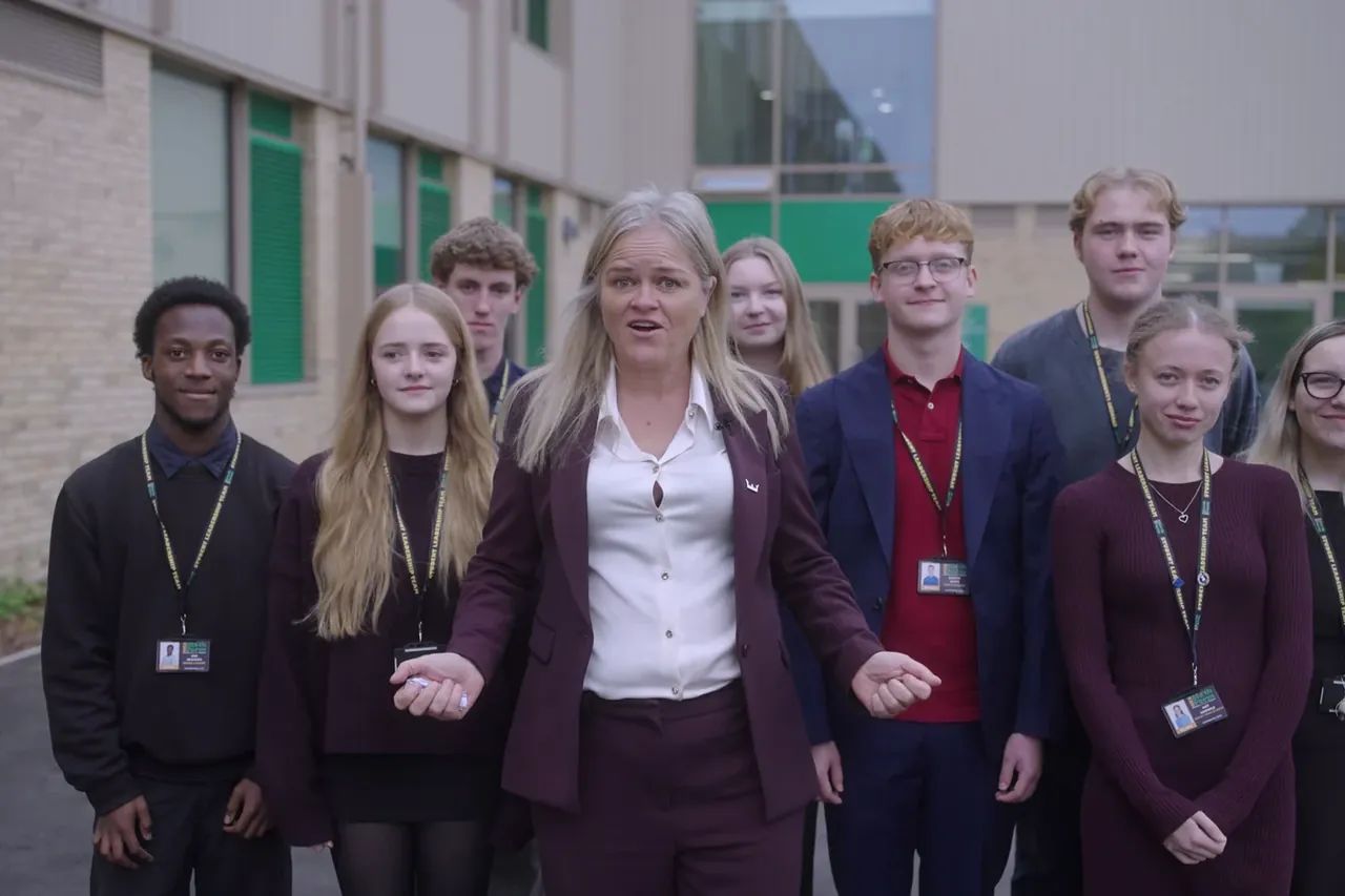 Sixth Form students gathered outside