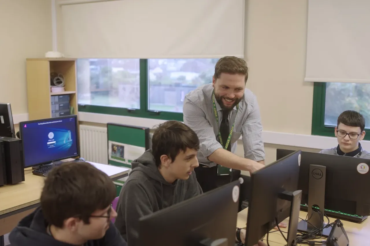 Students working at computers