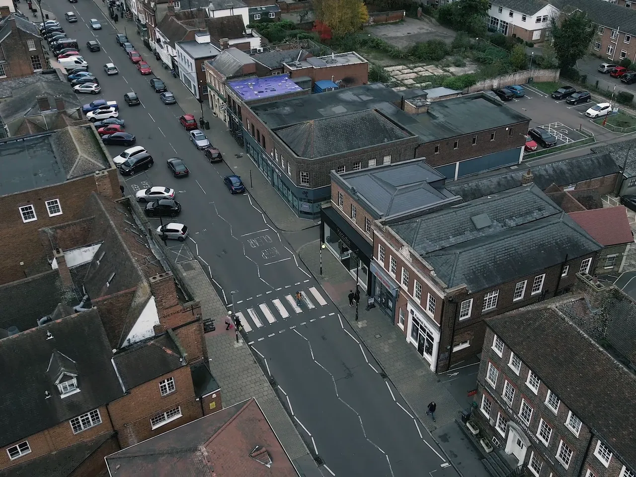 Aerial view of Witham high street
