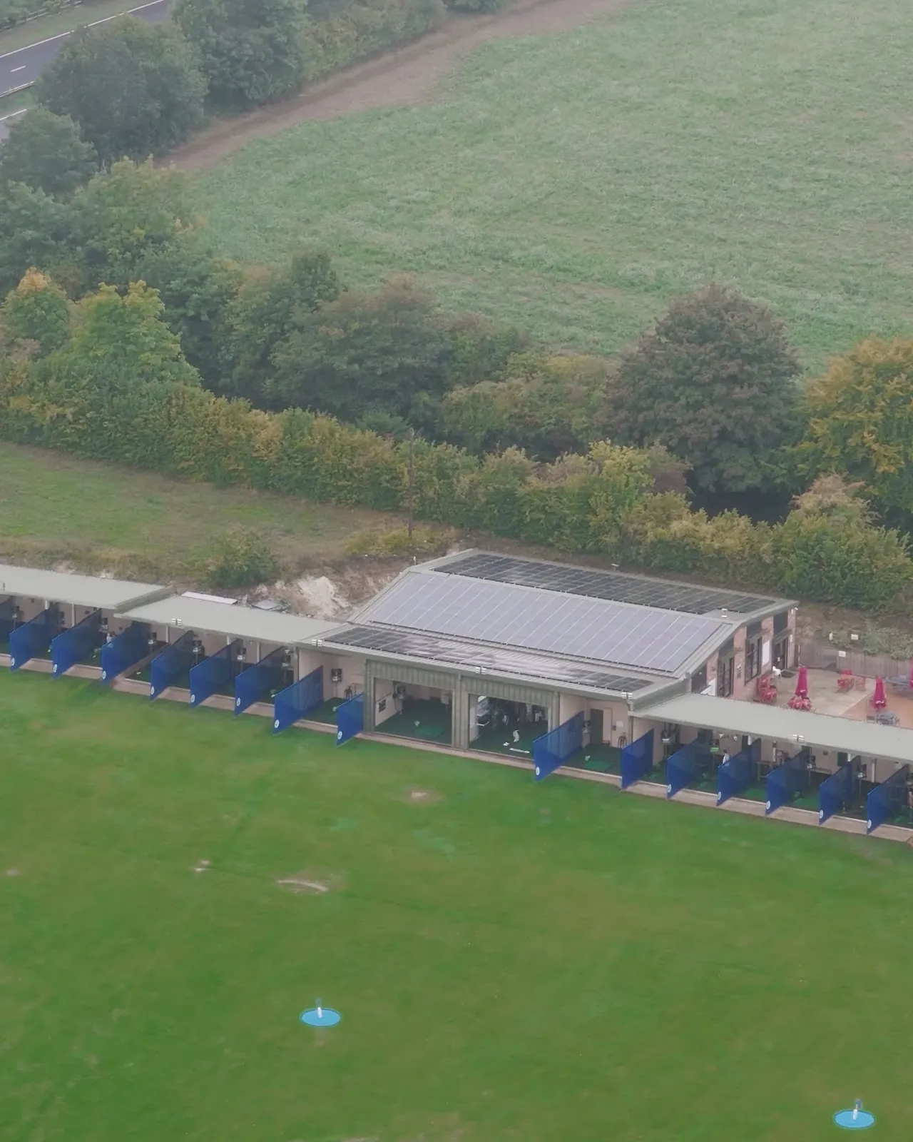 Aerial view of the driving range
