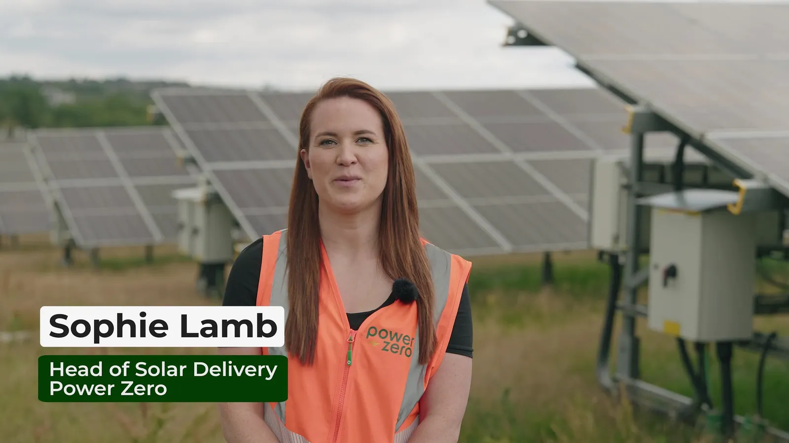 Interview beside solar panels