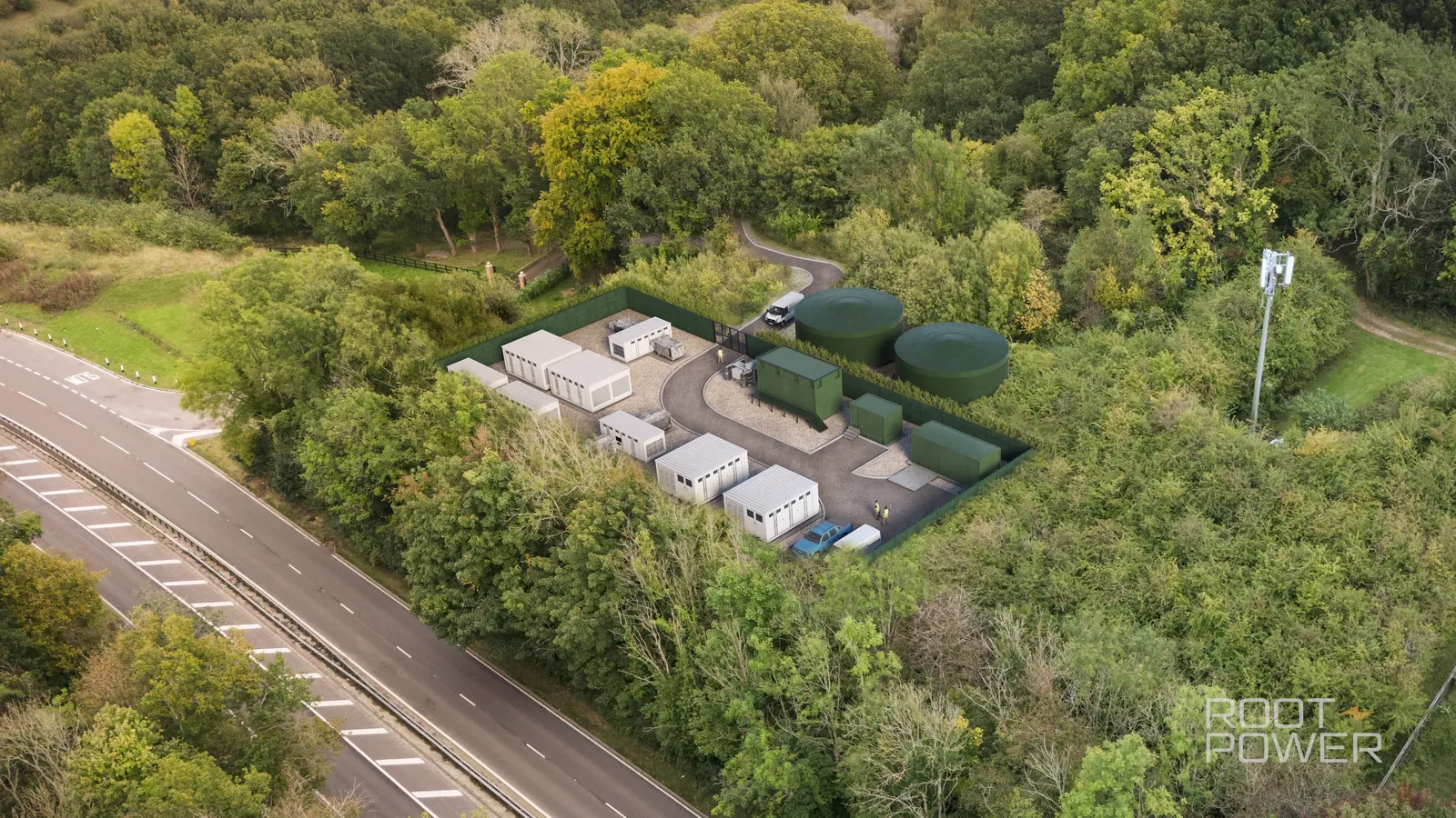 Aerial view of the site compound