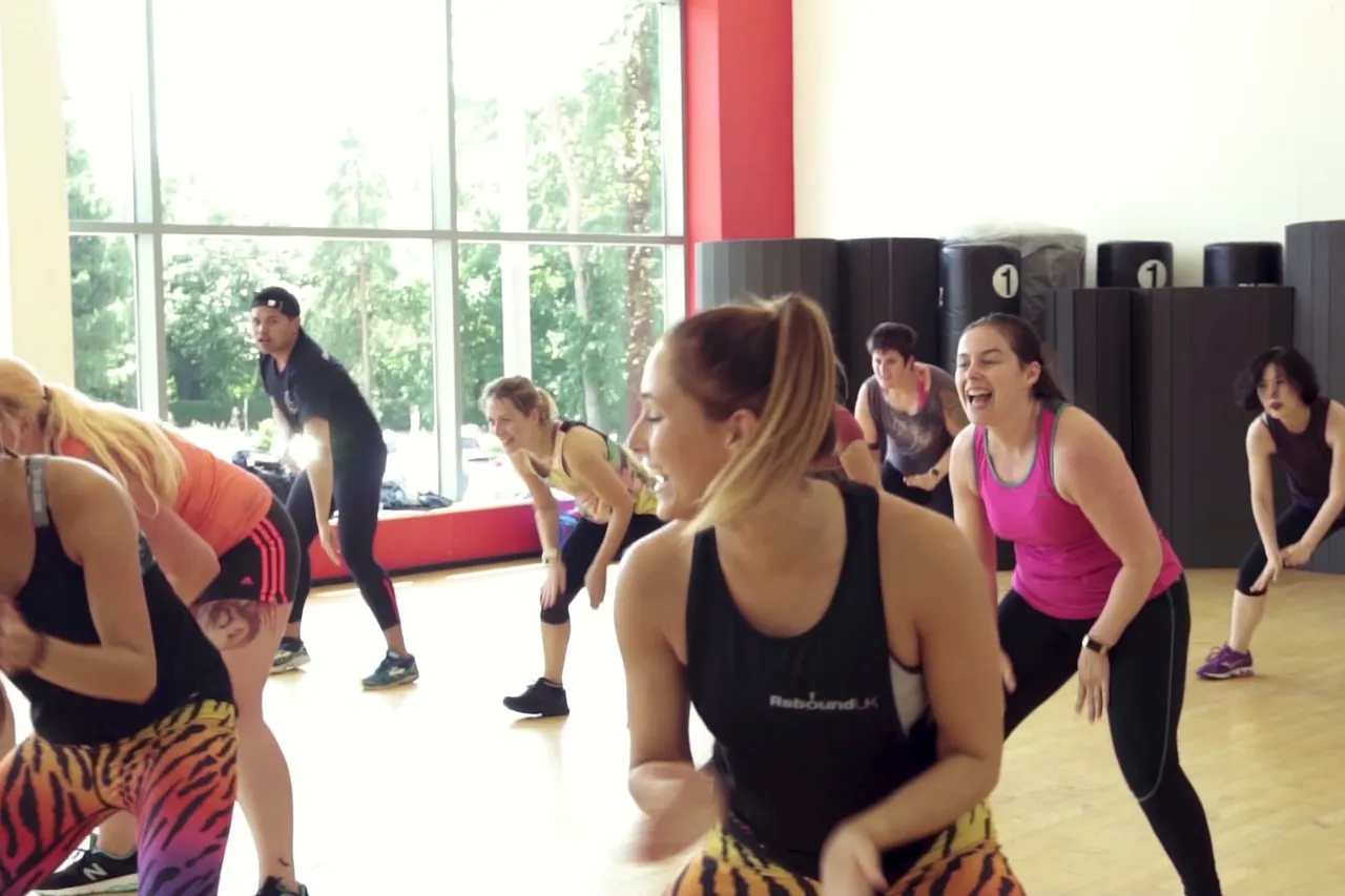 Zumba class mid-routine