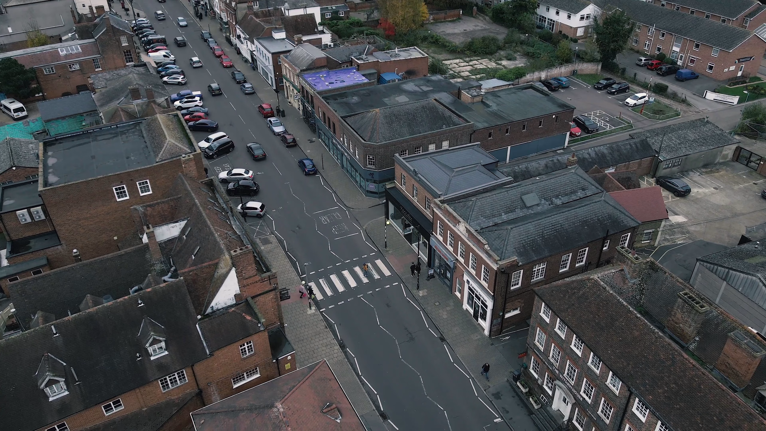 Aerial view of Newland Street in Witham during the Kesseler showroom launch
