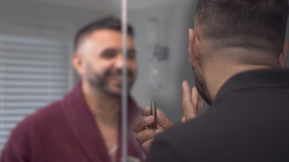 Close detail from the perspective-shifting mirror sequence