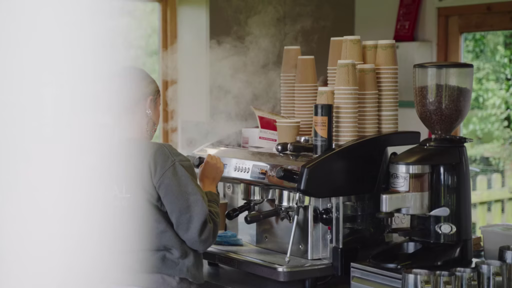 Coffee being prepared at Old Hall Café